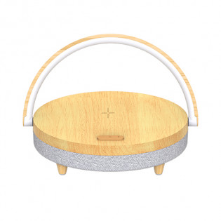 EZVALO wireless charging music desk lamp Wood